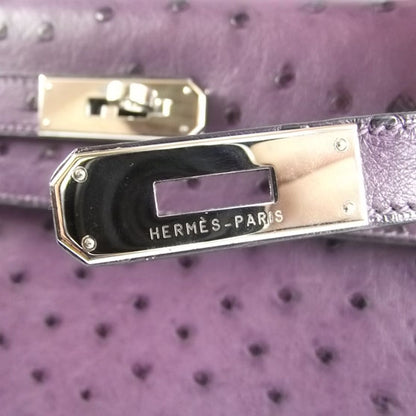 Hermes Ostrich Kelly 28 Handbag Violet 7 of 11