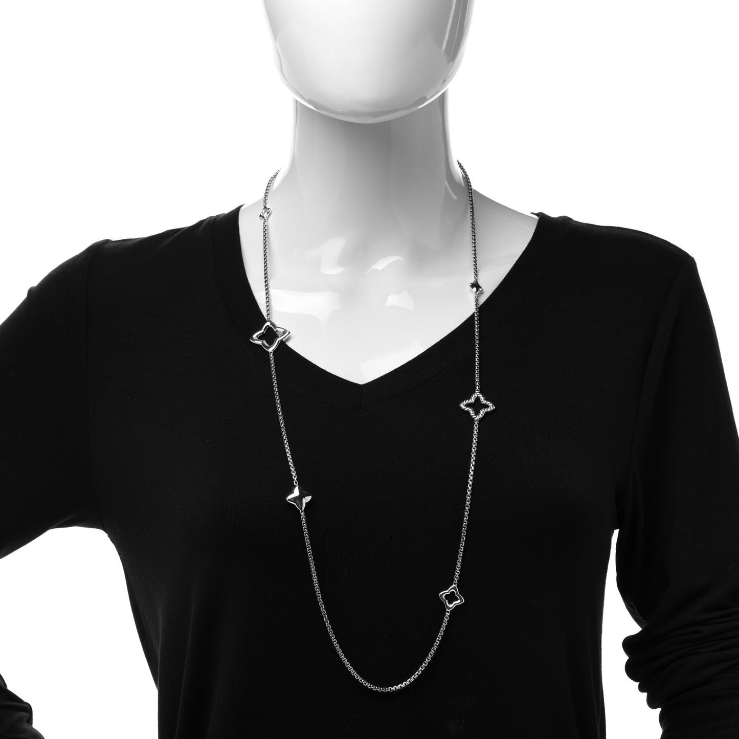 Sterling Silver 25mm Quatrefoil Chain Necklace