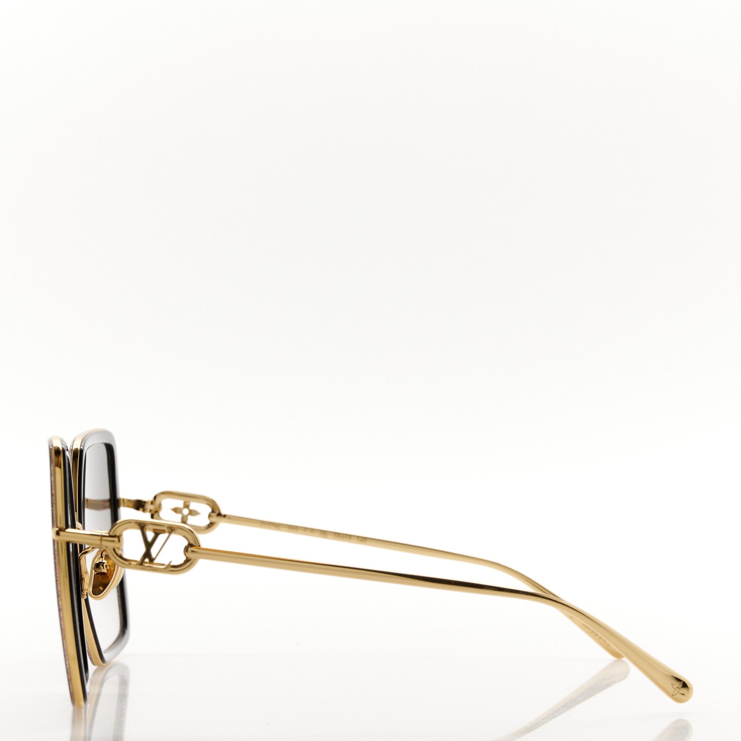 Louis Vuitton Metal LV Link One Square Sunglasses Z1774E Black Glitter 3 of 10