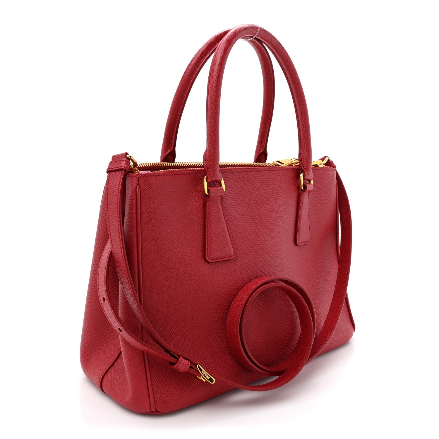 Prada Saffiano Small Galleria Double Zip Tote Fuoco 3 of 11