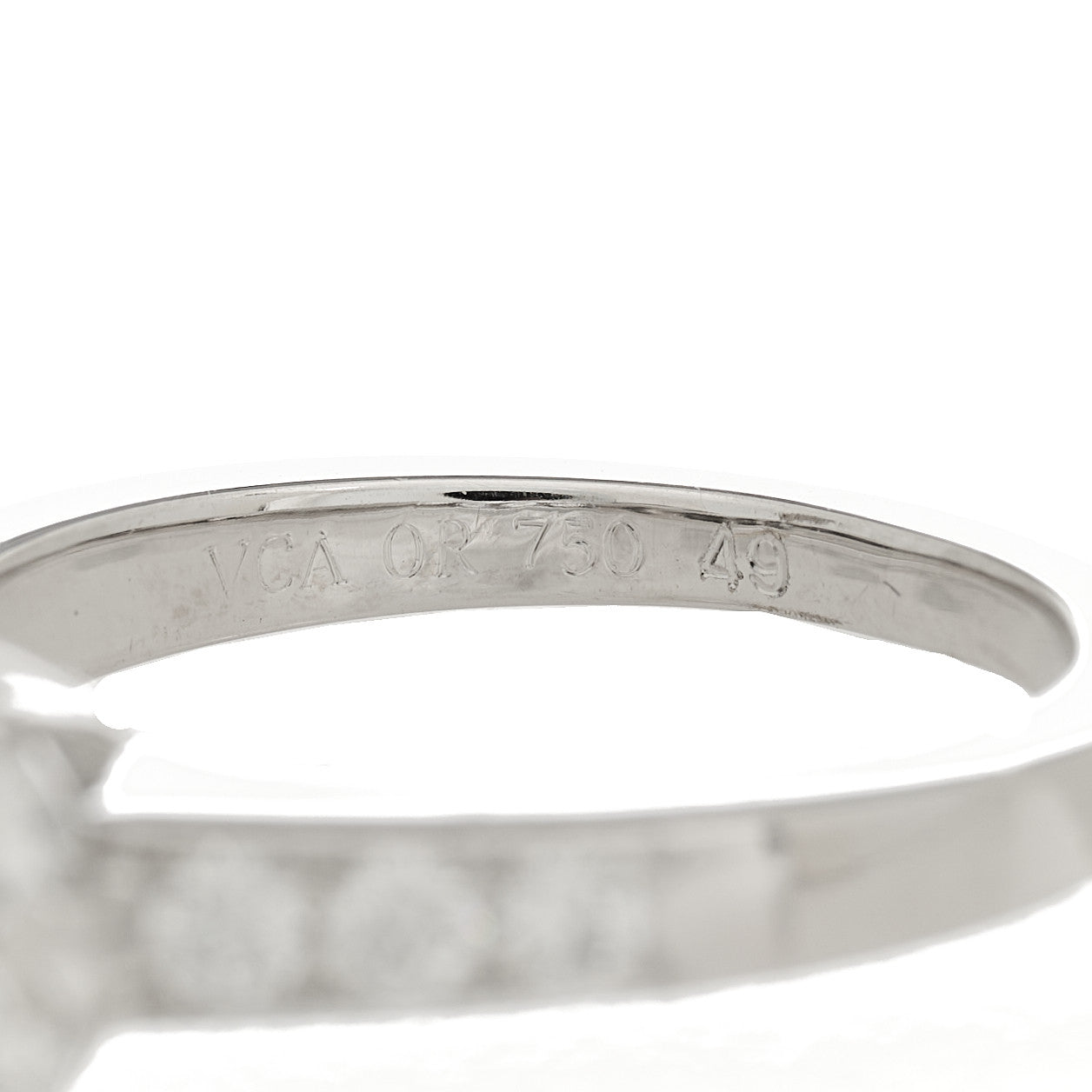 Van Cleef & Arpels 18K White Gold Diamond Fleurette Ring 48 4.5 5 of 6