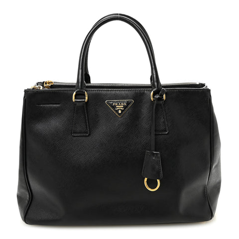 Saffiano Large Galleria Double Zip Tote Black