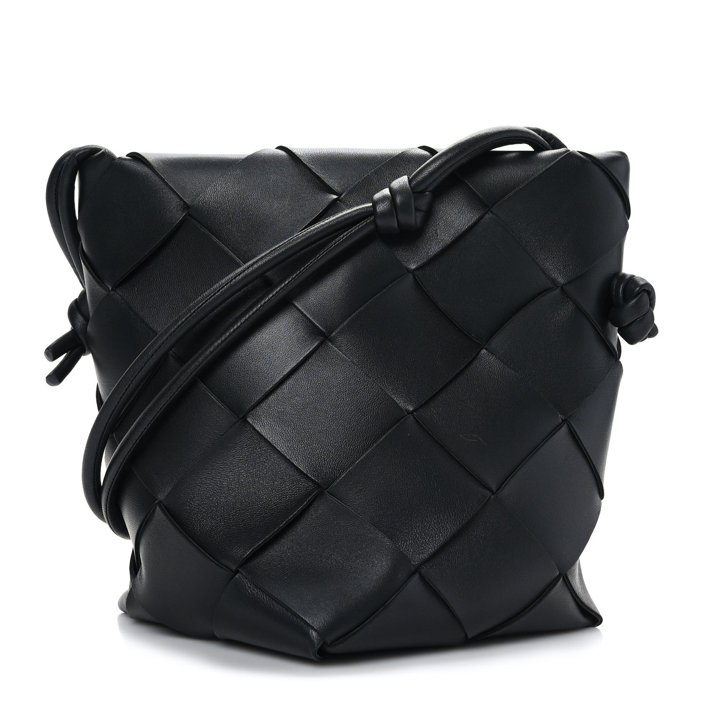 Nappa Maxi Intrecciato Clasp Bucket Bag Black