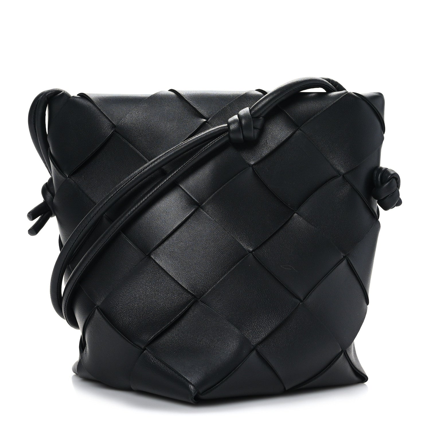 Bottega Veneta Nappa Maxi Intrecciato Clasp Bucket Bag Black 1 of 7