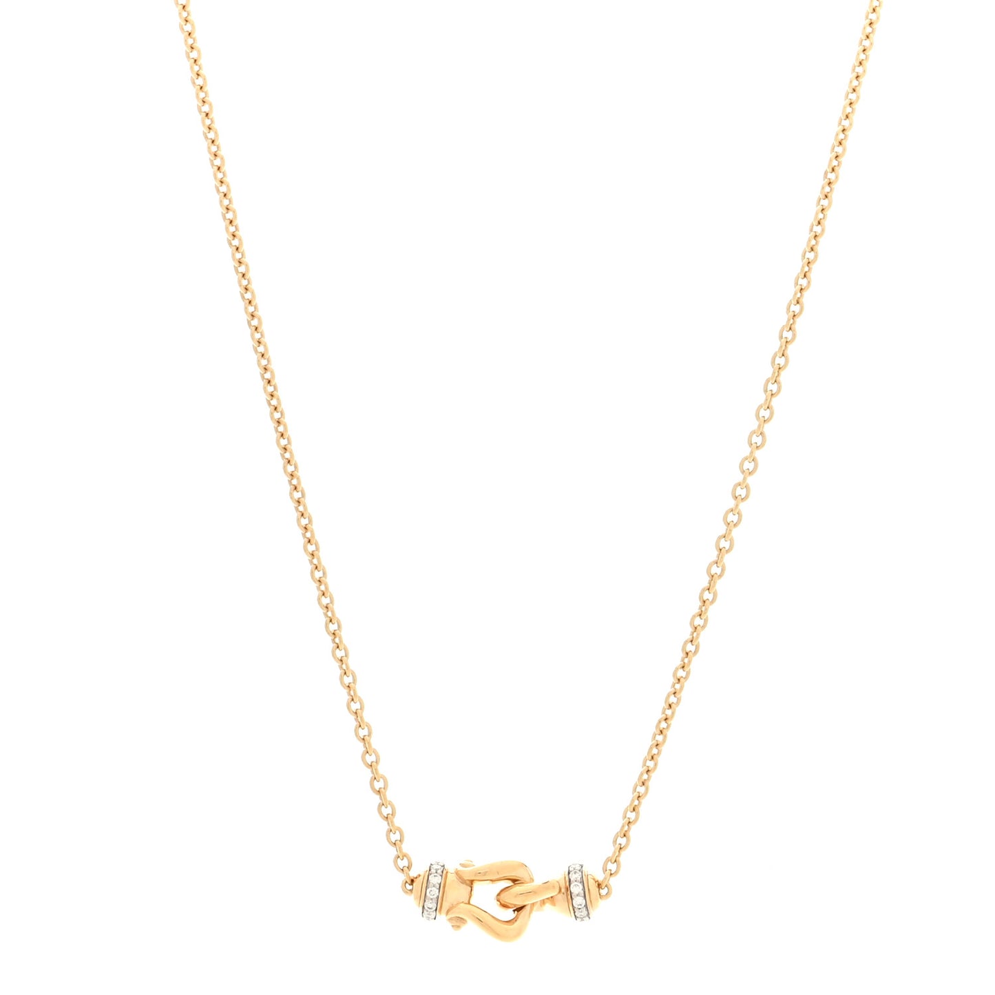 18K Yellow Gold Diamond Buckle Necklace