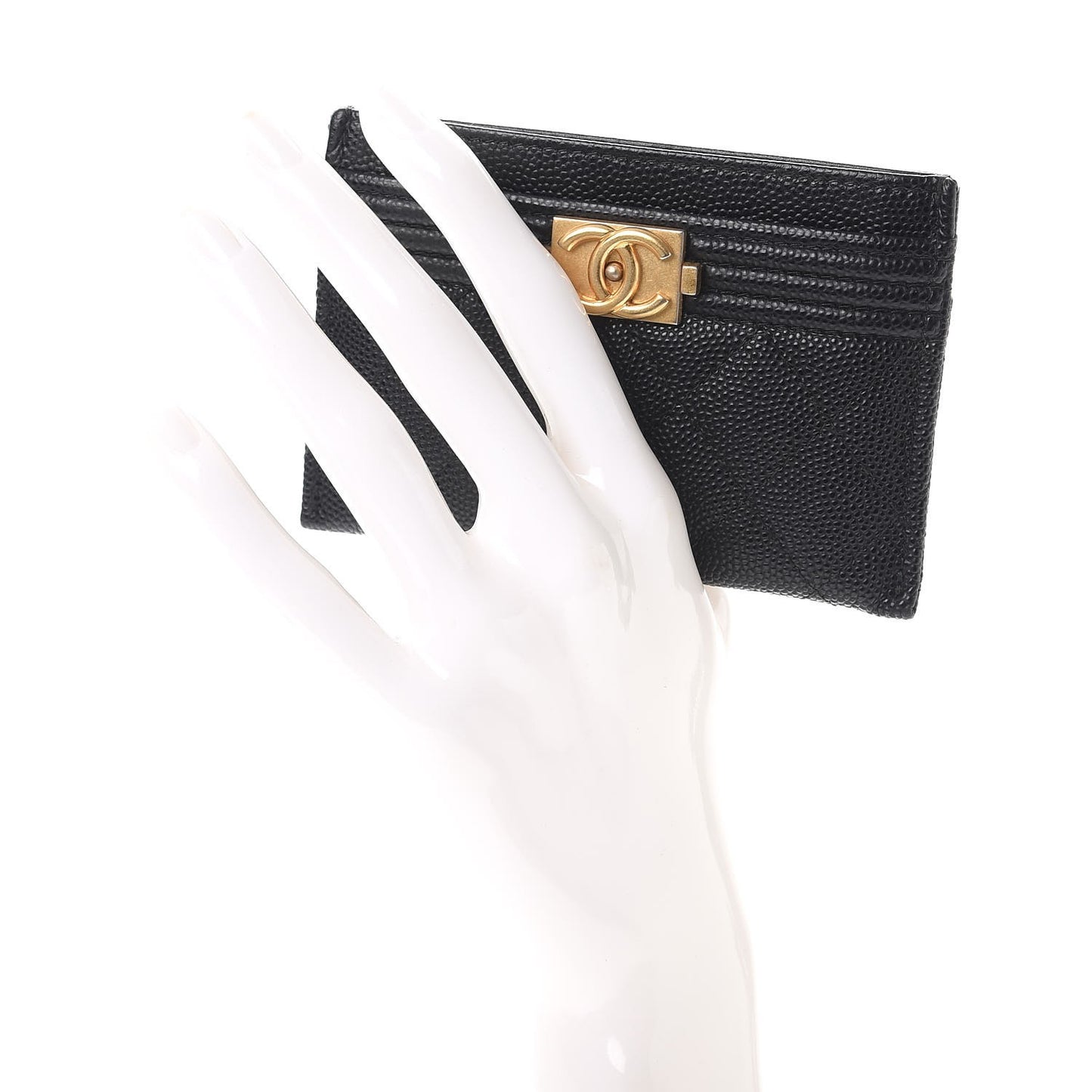 Caviar Quilted Boy Card Holder Black