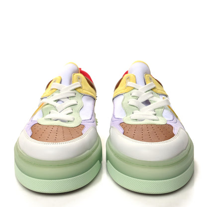 Christian Louboutin Calfskin Suede Spike Mens Astroloubi Flat Low Top Sneakers 45.5 Studio Green Lilac 2 of 7