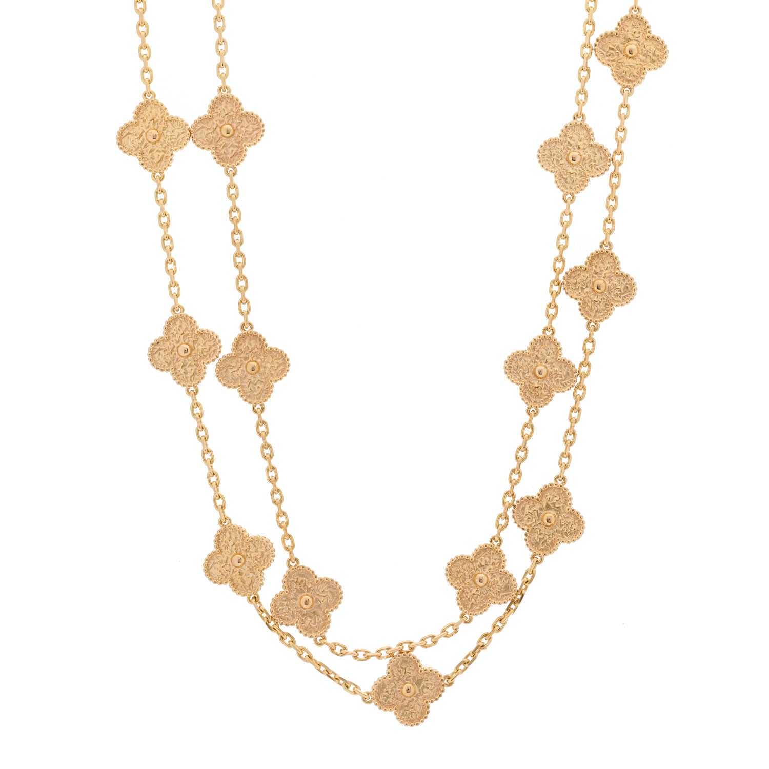 Van Cleef & Arpels 18K Rose Gold 20 Motifs Vintage Alhambra Necklace 1 of 6