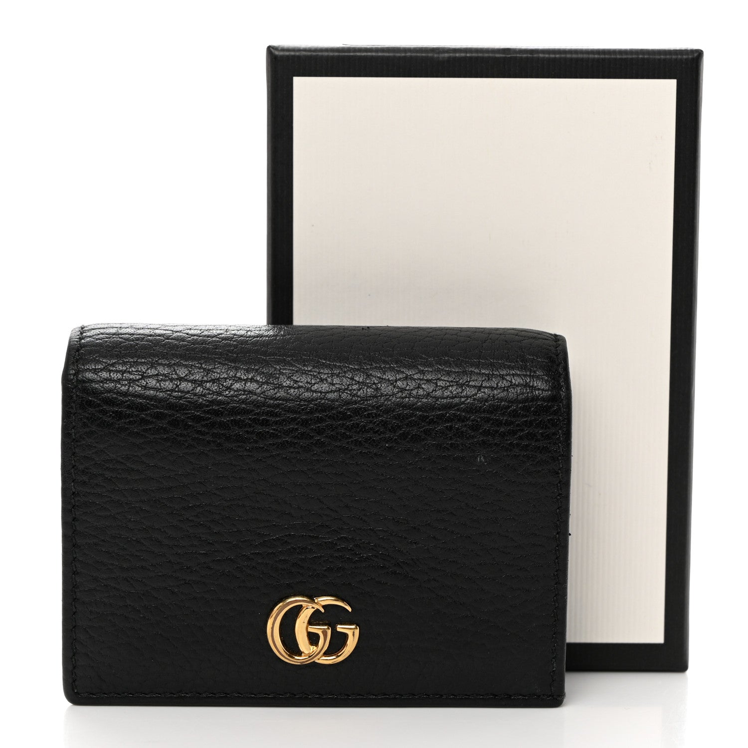 Gucci Pebbled Calfskin GG Marmont Card Case Black 9 of 9