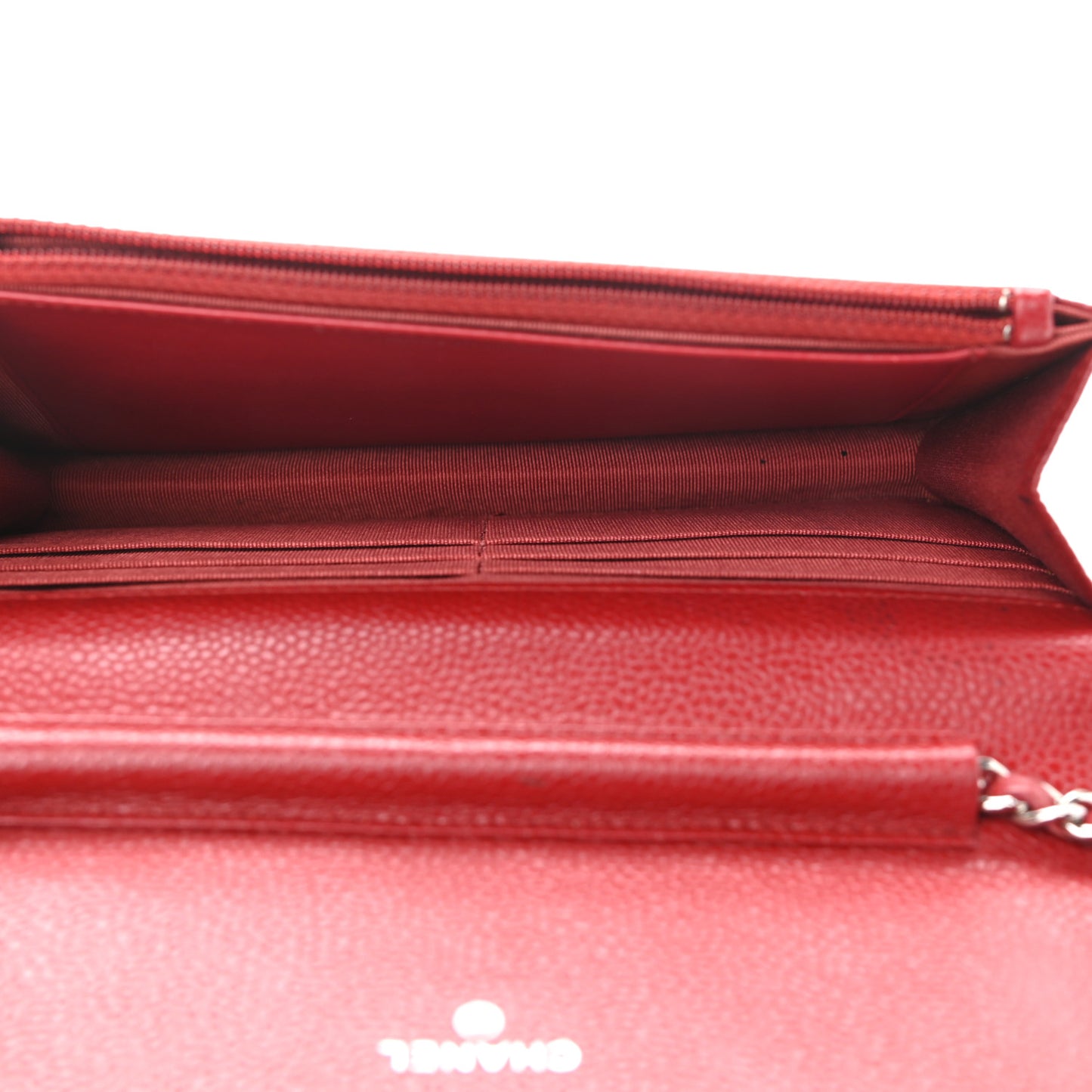 Caviar Quilted Wallet on Chain WOC Red