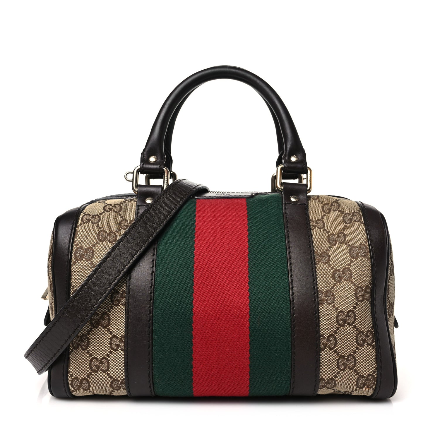 Monogram Vintage Web Small Boston Dark Brown