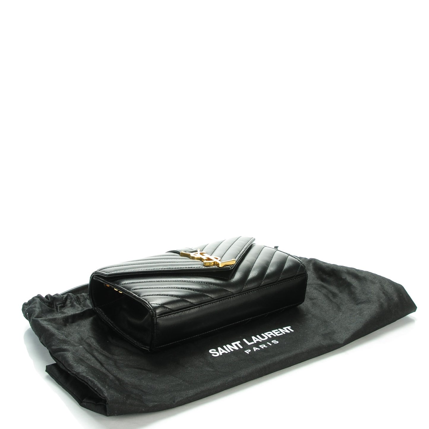 Lambskin Matelasse Chevron Small Monogram Satchel Black