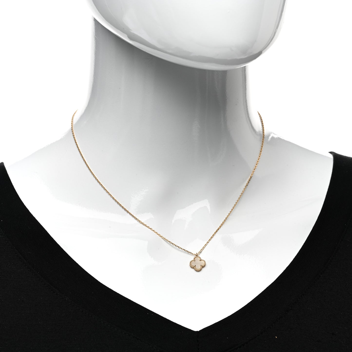 18K Yellow Gold Mother of Pearl Sweet Alhambra Pendant Necklace