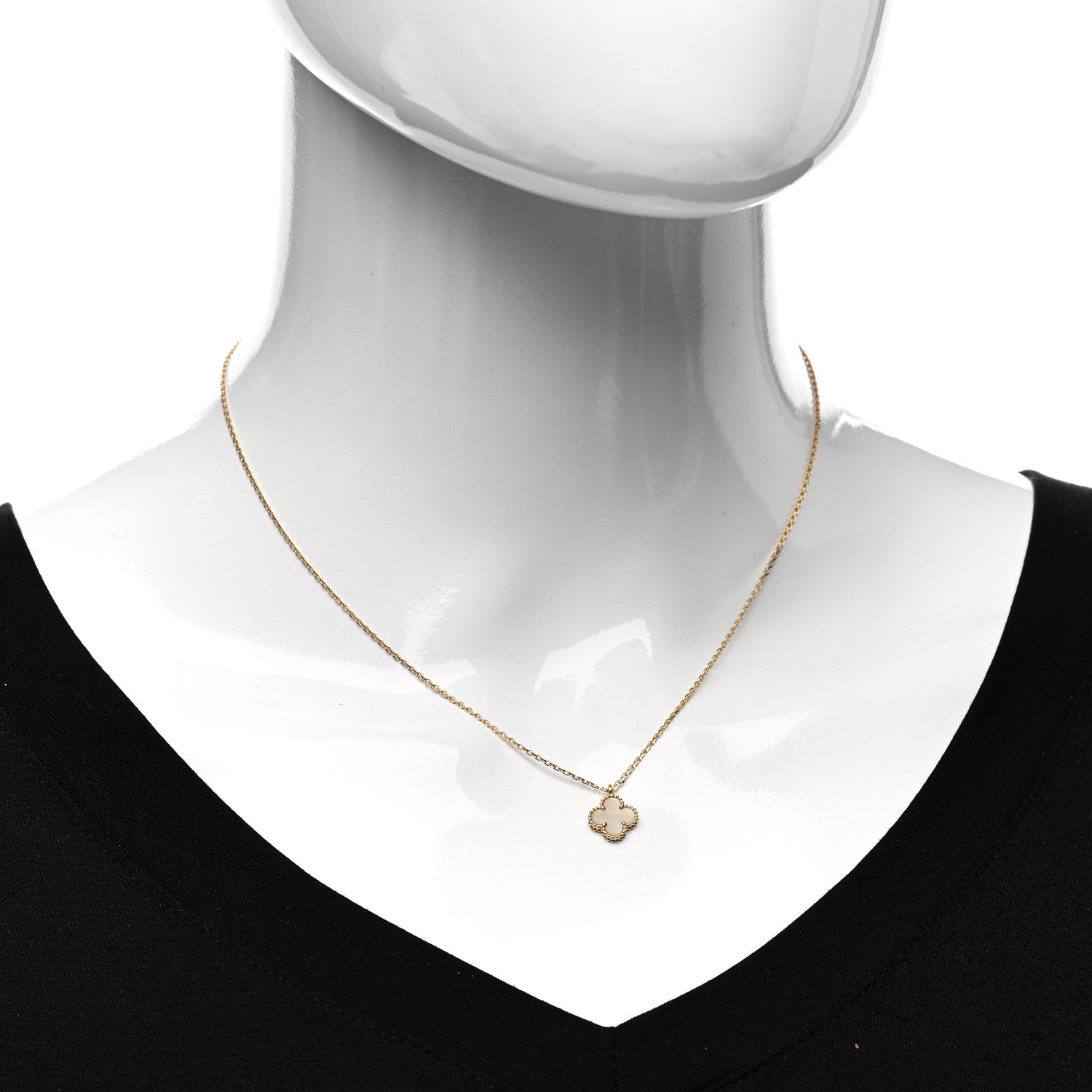 Van Cleef & Arpels 18K Yellow Gold Mother of Pearl Sweet Alhambra Pendant Necklace 2 of 4