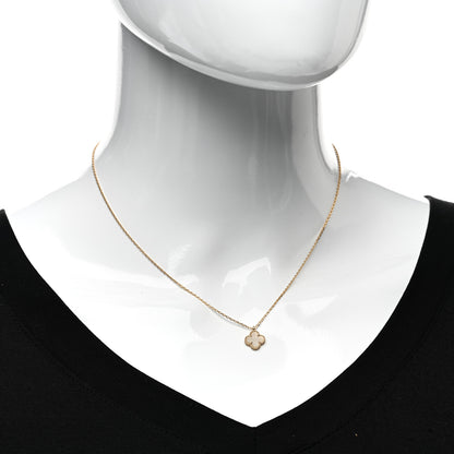 Van Cleef & Arpels 18K Yellow Gold Mother of Pearl Sweet Alhambra Pendant Necklace 2 of 4