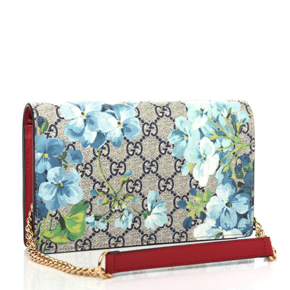 Gucci GG Supreme Monogram Blooms Chain Wallet Blue 3 of 10