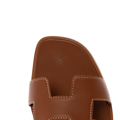 Hermes Box Calfskin Oran Sandals 37.5 Gold 11 of 14