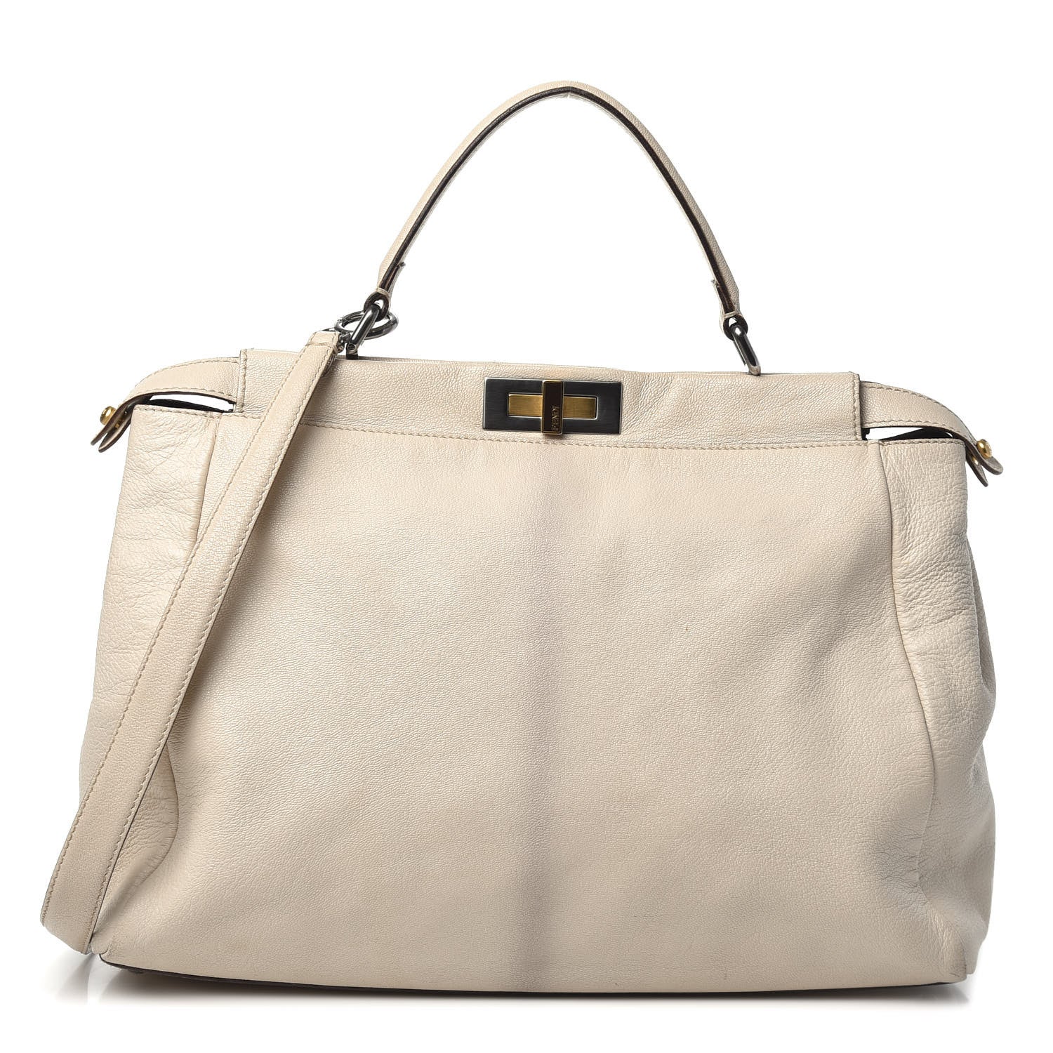 Fendi Goatskin Zucca Large Peekaboo Iconic Satchel Latte Tobacco Moro 1 of 9