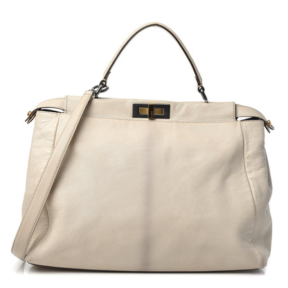 Fendi Goatskin Zucca Large Peekaboo Iconic Satchel Latte Tobacco Moro 1 of 9