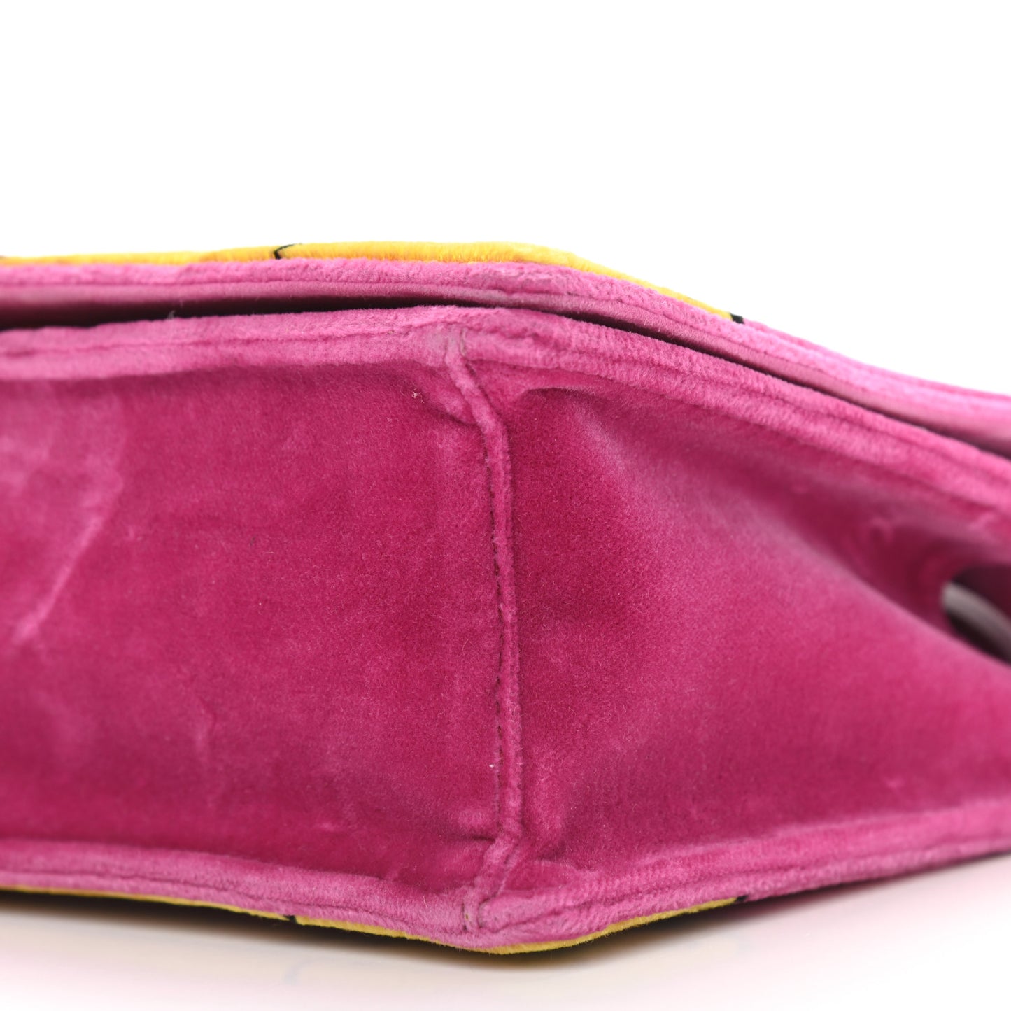 Velluto Ricamo Cahier Shoulder Bag Fuxia