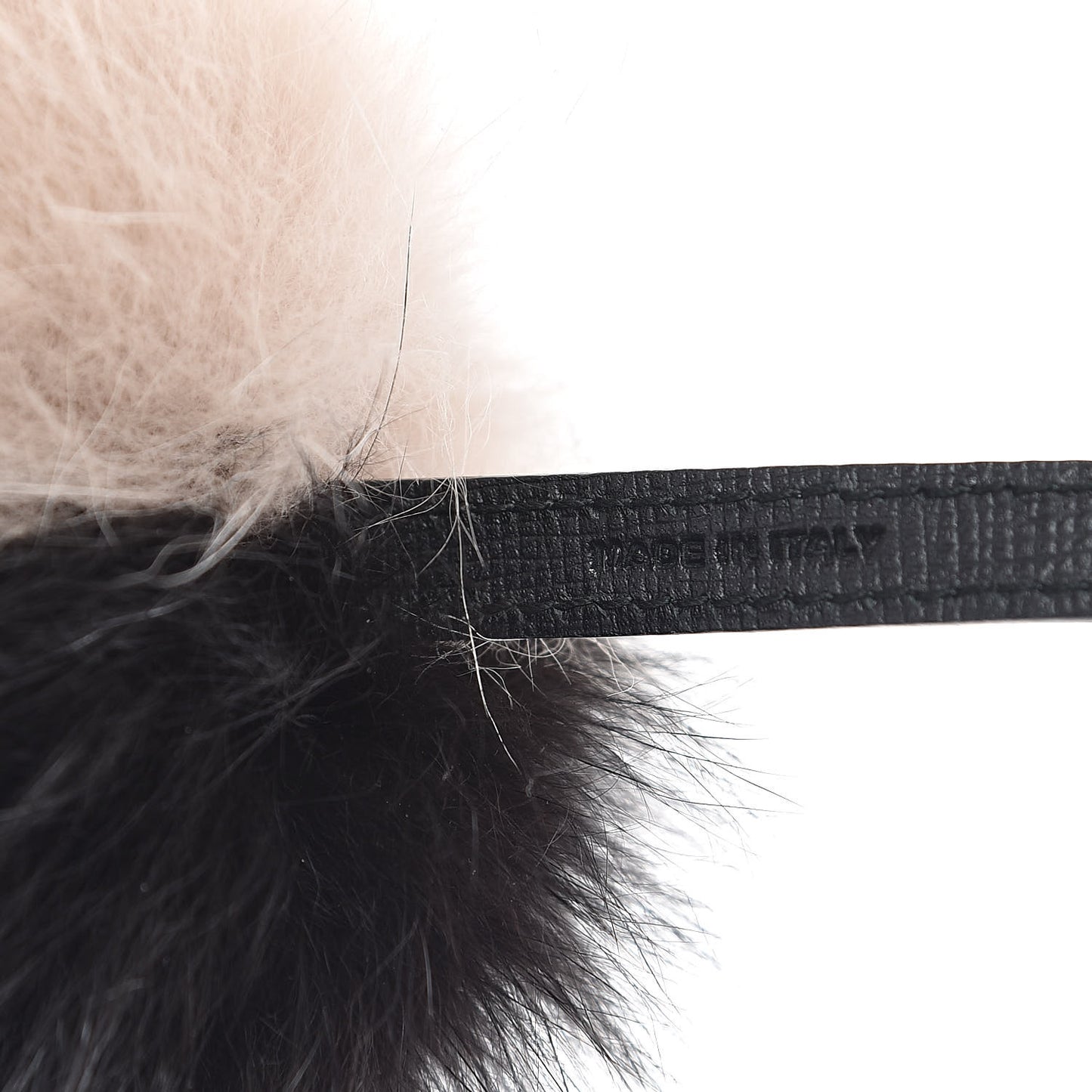 Fox Fur Pom Pom Bag Charm Black White