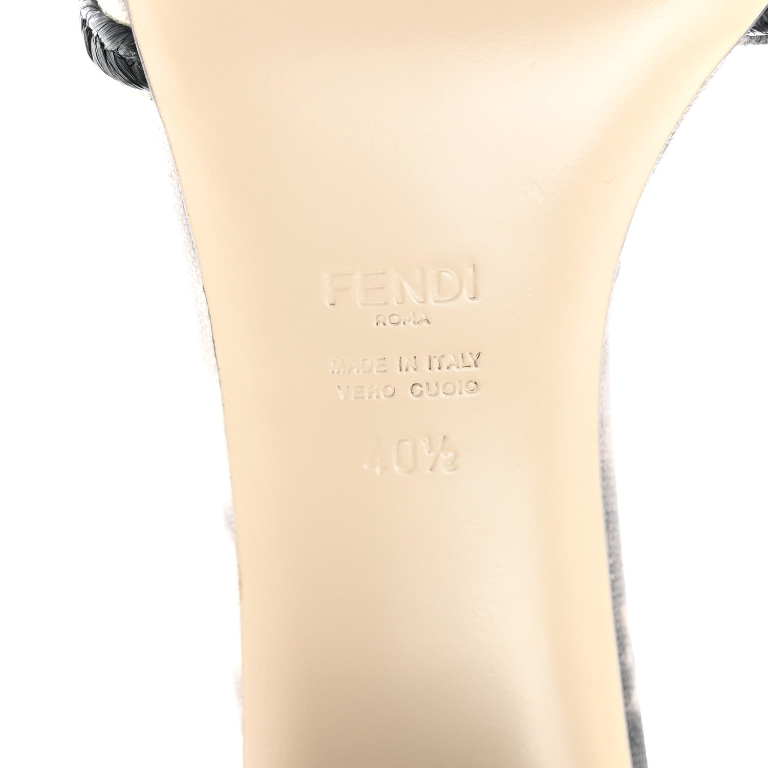 Fendi Canvas Floral Print Logo Mid-Heel Slide Sandals 40.5 Black White 6 of 7