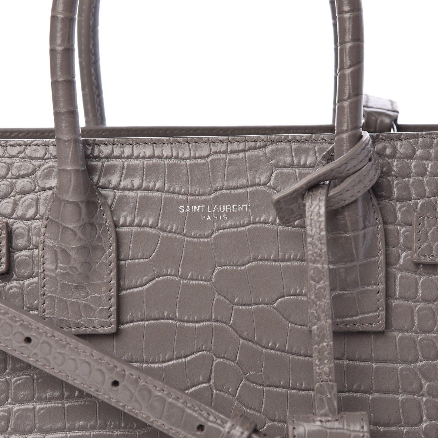 Calfskin Crocodile Embossed Baby Sac De Jour Fog