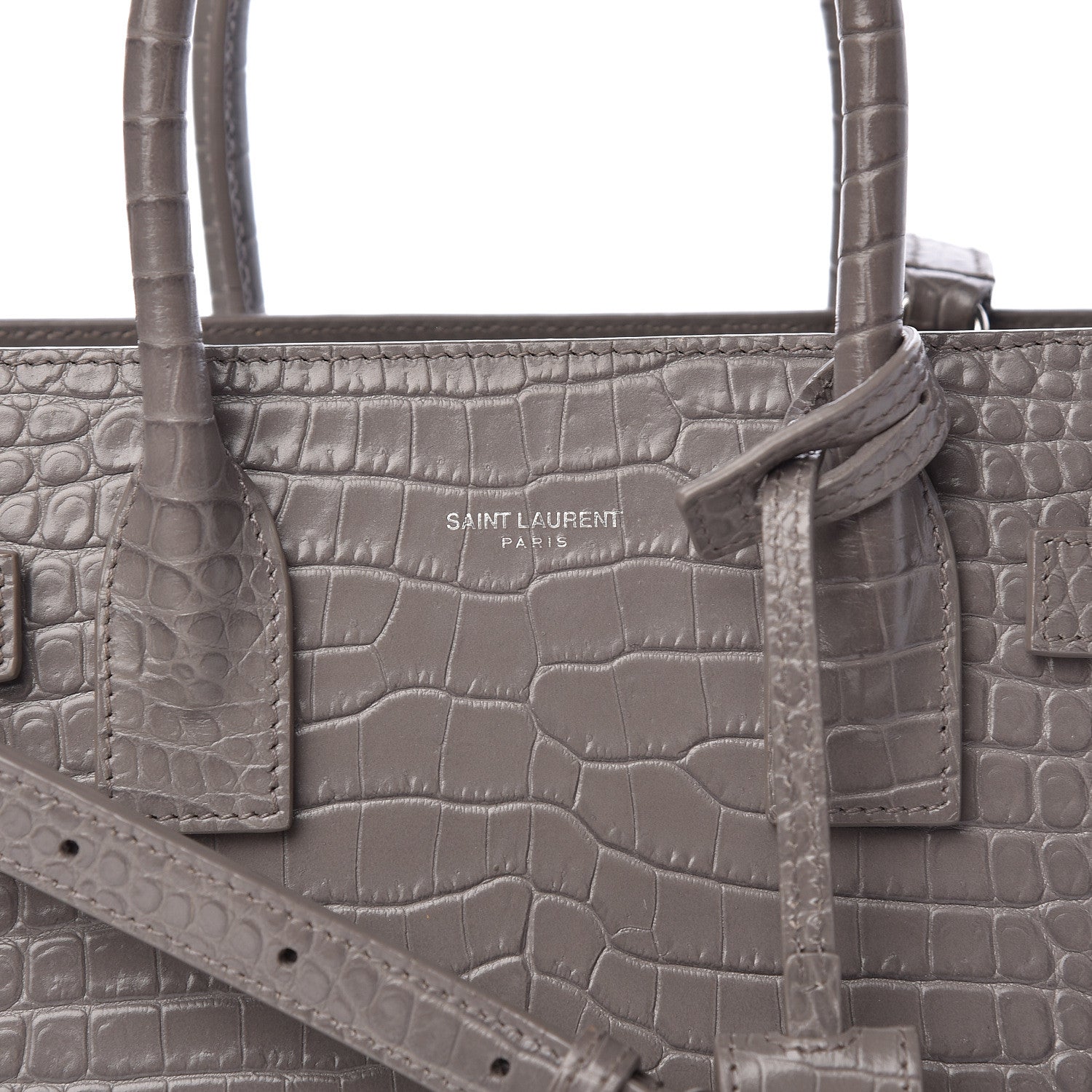 Saint Laurent Calfskin Crocodile Embossed Baby Sac De Jour Fog 13 of 17