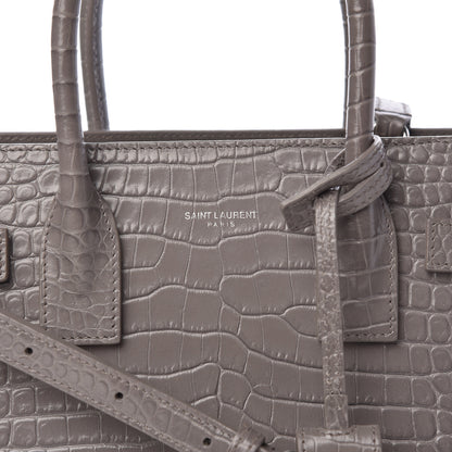 Saint Laurent Calfskin Crocodile Embossed Baby Sac De Jour Fog 13 of 17