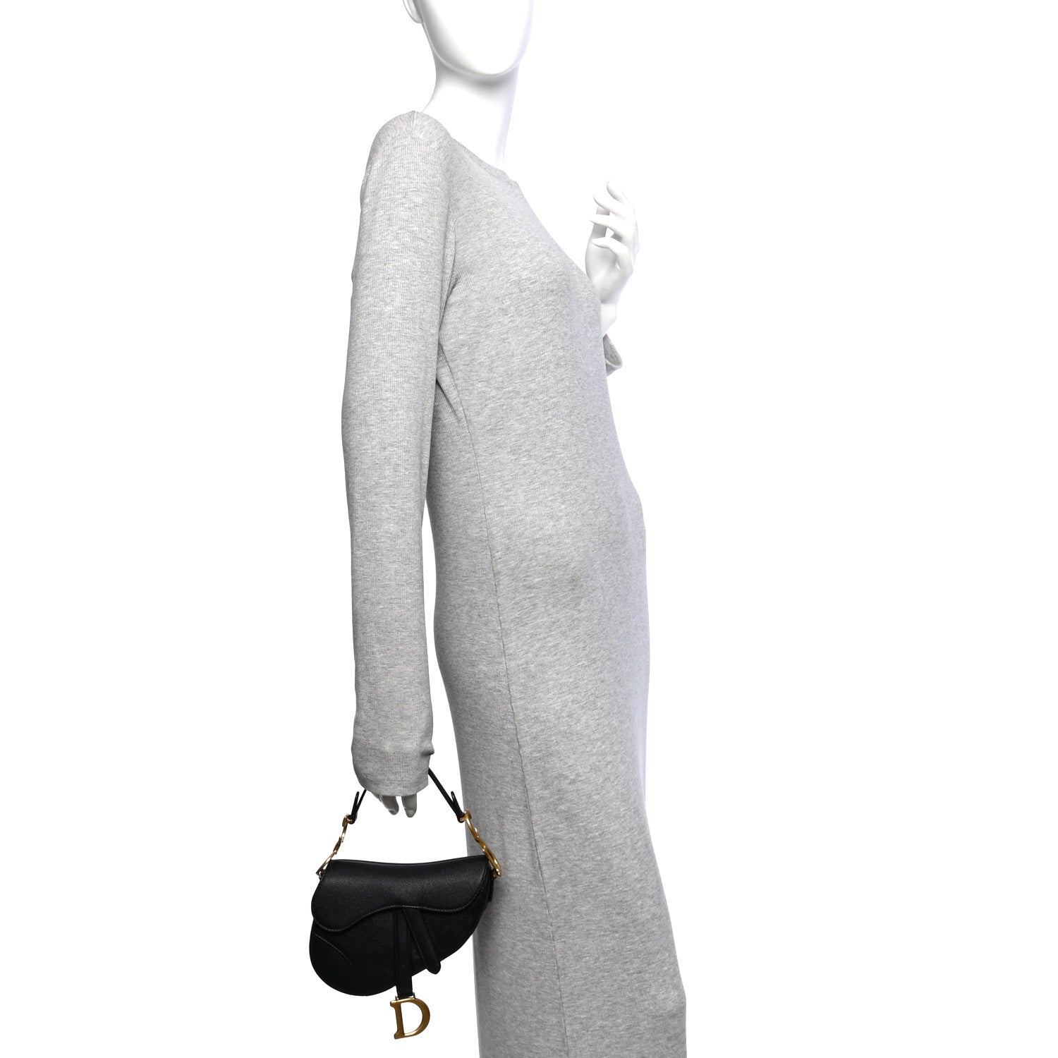 Christian Dior Grained Calfskin Mini Saddle Bag Black 2 of 11