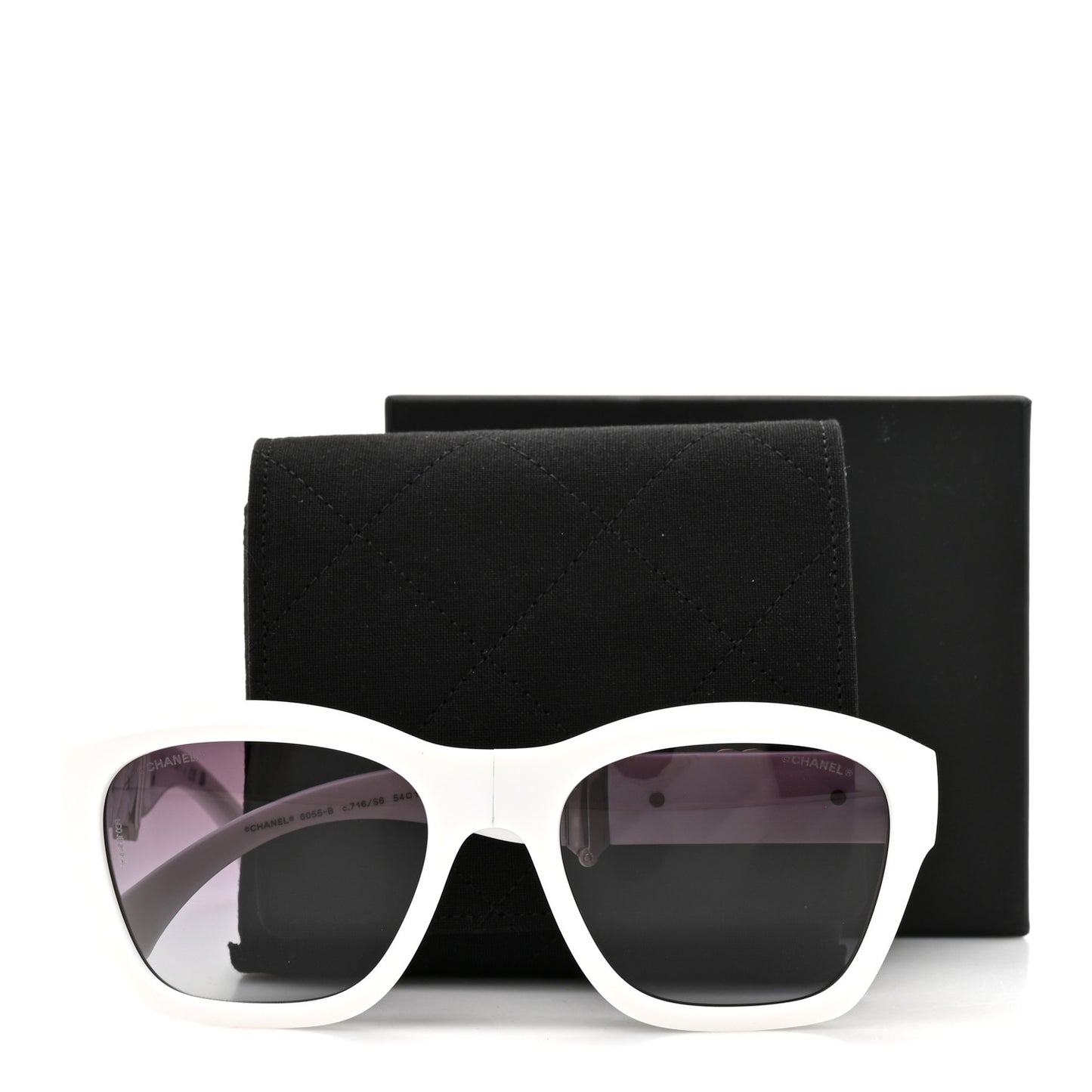 Acetate Metal Crystal Square Folding Sunglasses 6055-B White