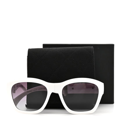 Chanel Acetate Metal Crystal Square Folding Sunglasses 6055-B White 8 of 8
