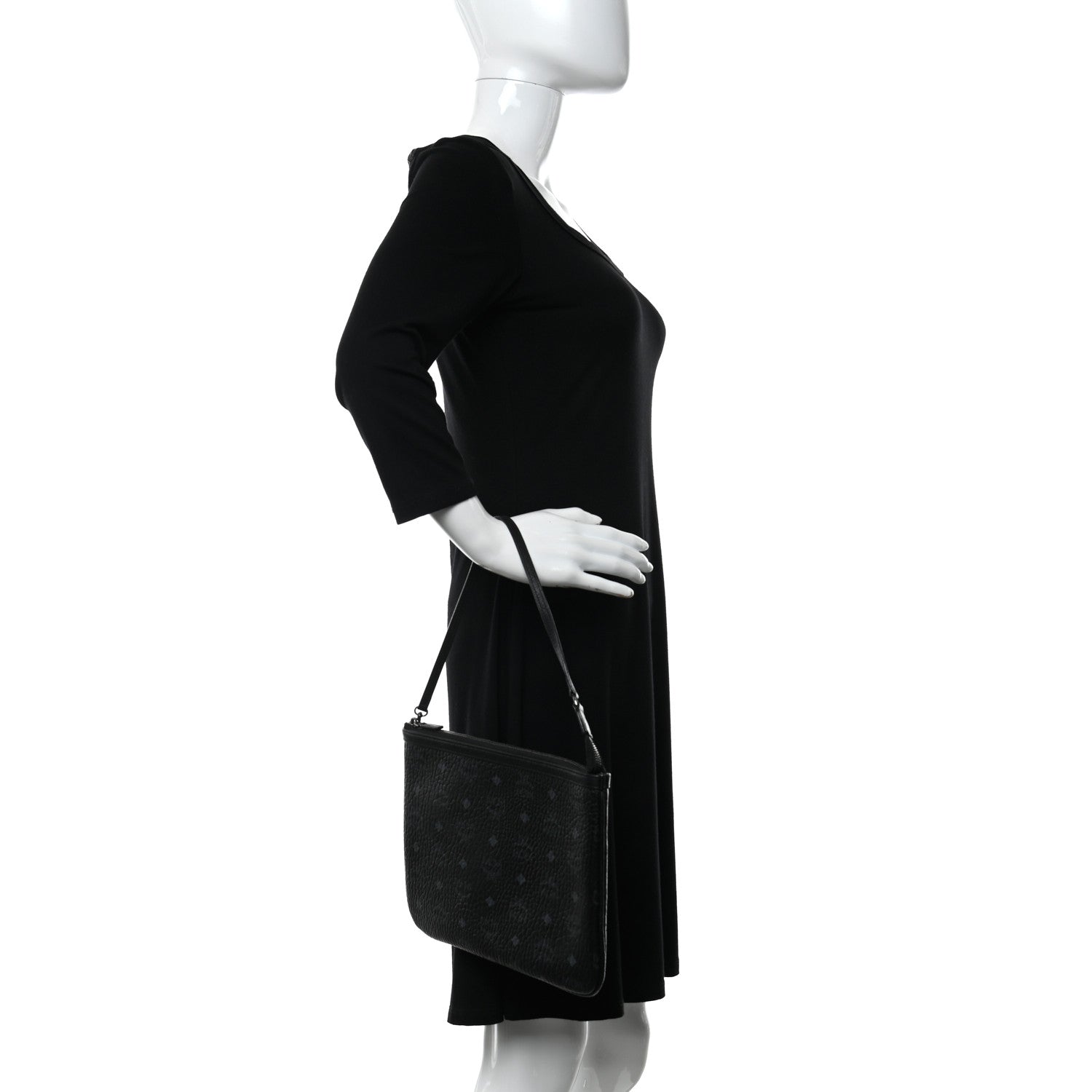 MCM Visetos Liz Shopper Tote Pouch Black 2 of 9