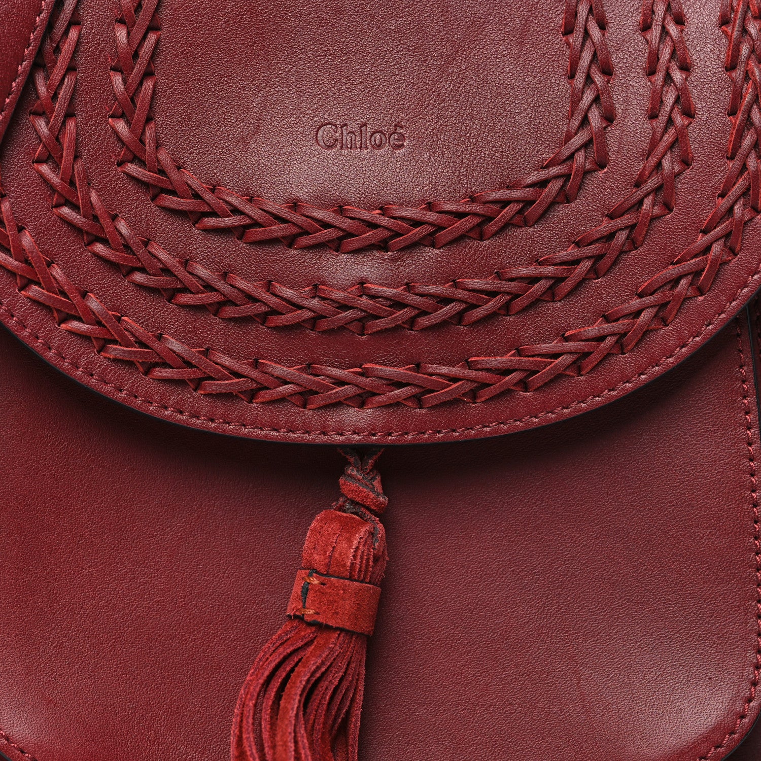 Chloe Calfskin Braided Small Hudson Shoulder Bag Sienna Red 8 of 10