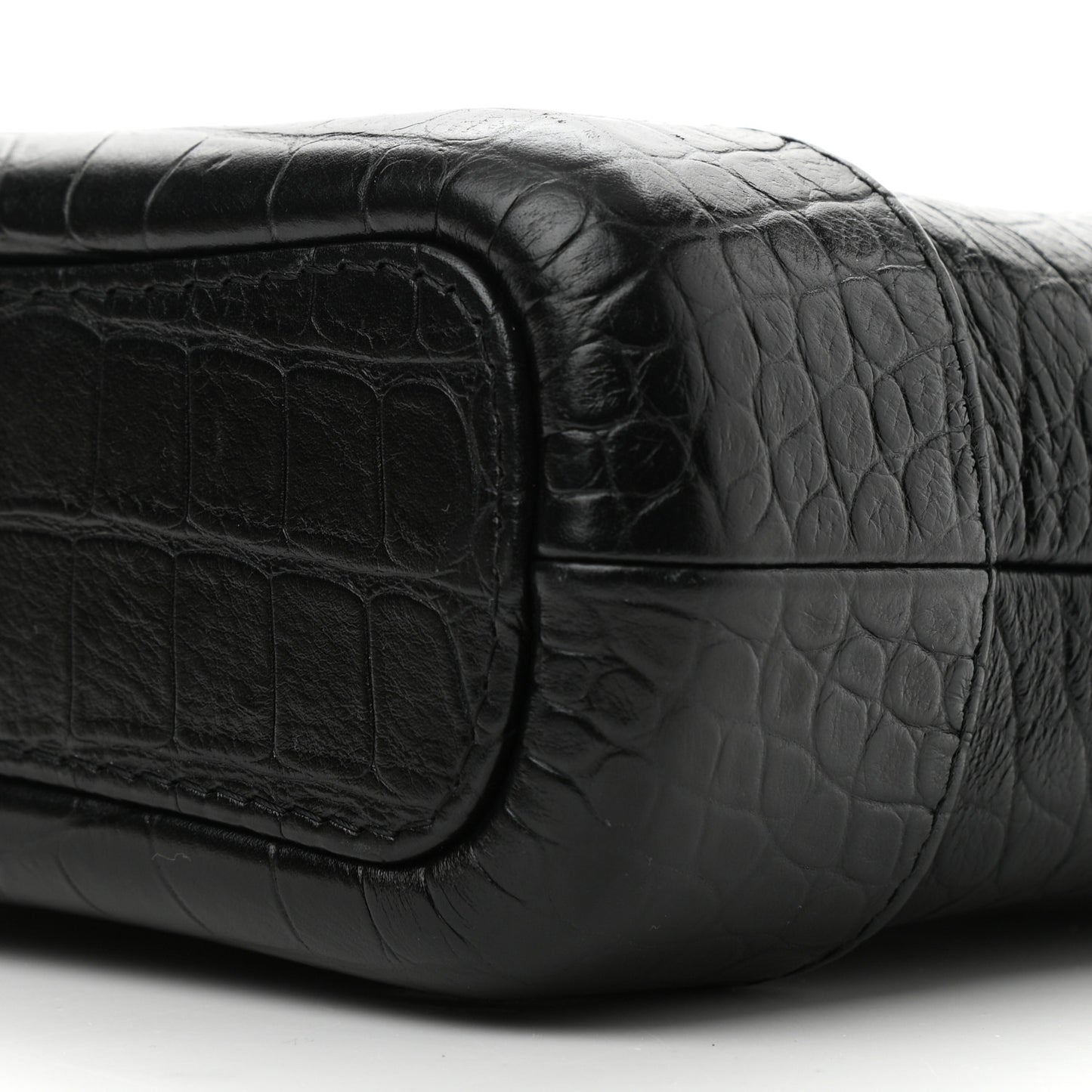 Calfskin Crocodile Embossed Small Gabrielle Cocodile Hobo Black