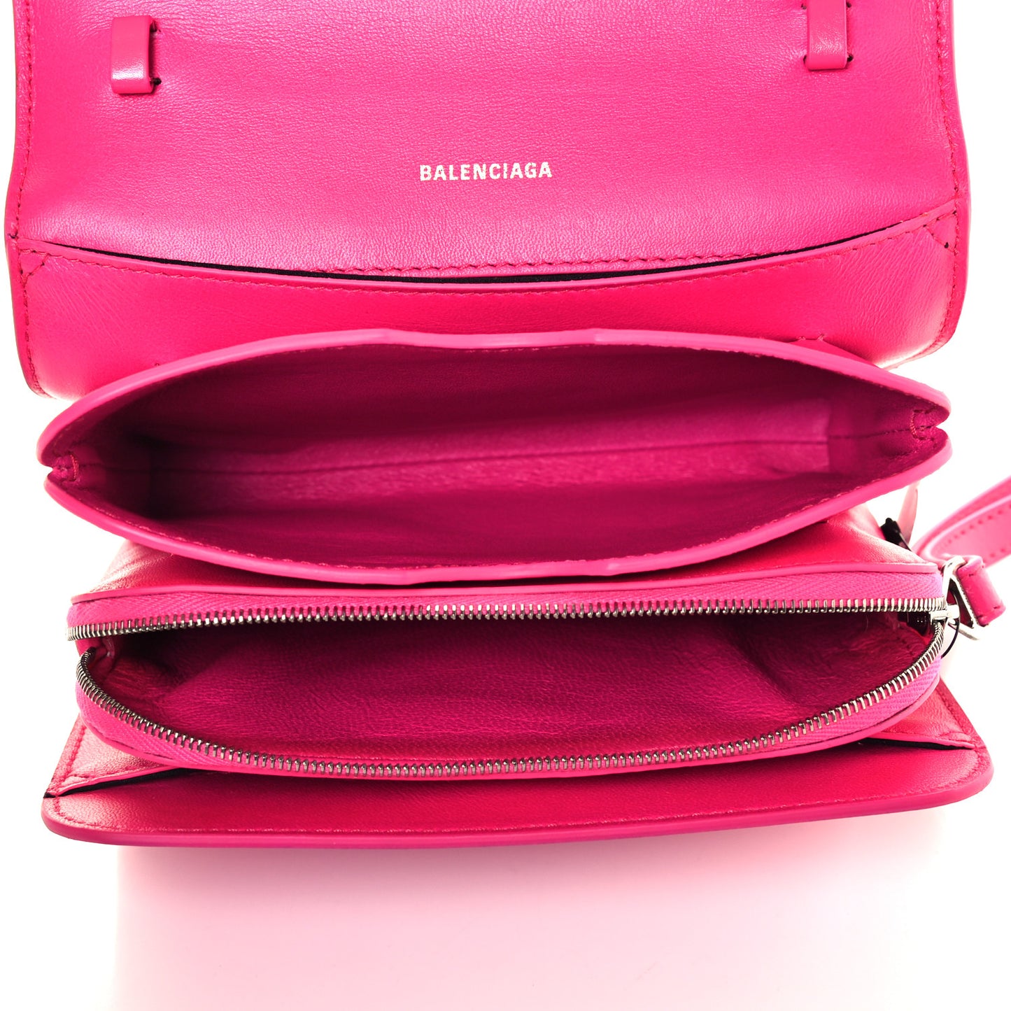 Shiny Box Calfskin Small B Bag Acid Fuchsia