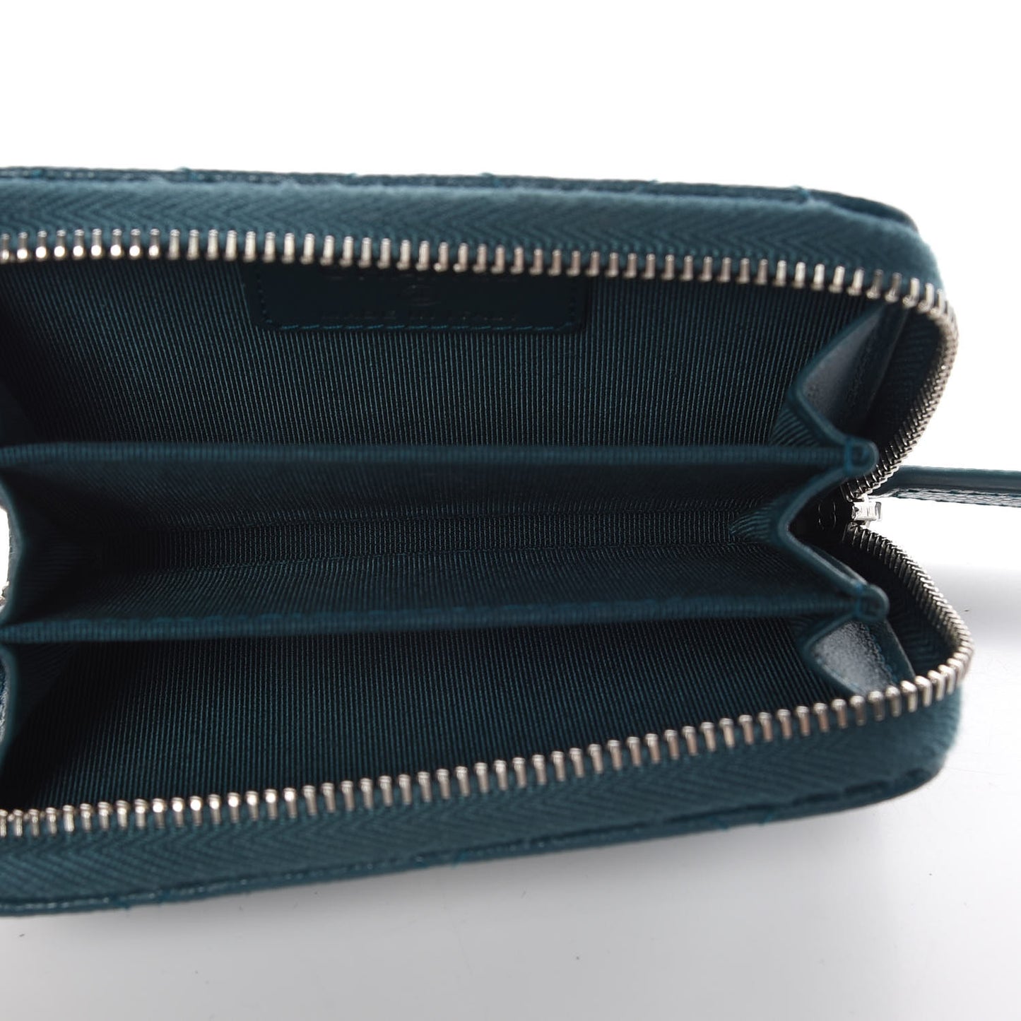 Caviar Quilted Zip Coin Purse Dark Turquoise