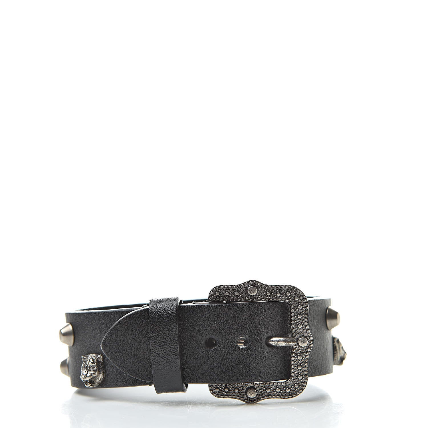 Gucci Calfskin Feline Heads Bracelet Black 3 of 6