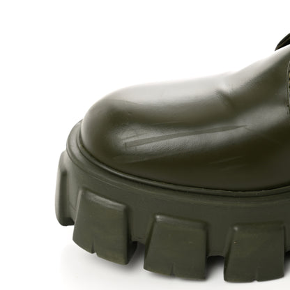 Prada Spazzolato Rois Re-Nylon Metal Triangle Logo Monolith Pouch Pocket 55mm Boots 38.5 Militare 13 of 15
