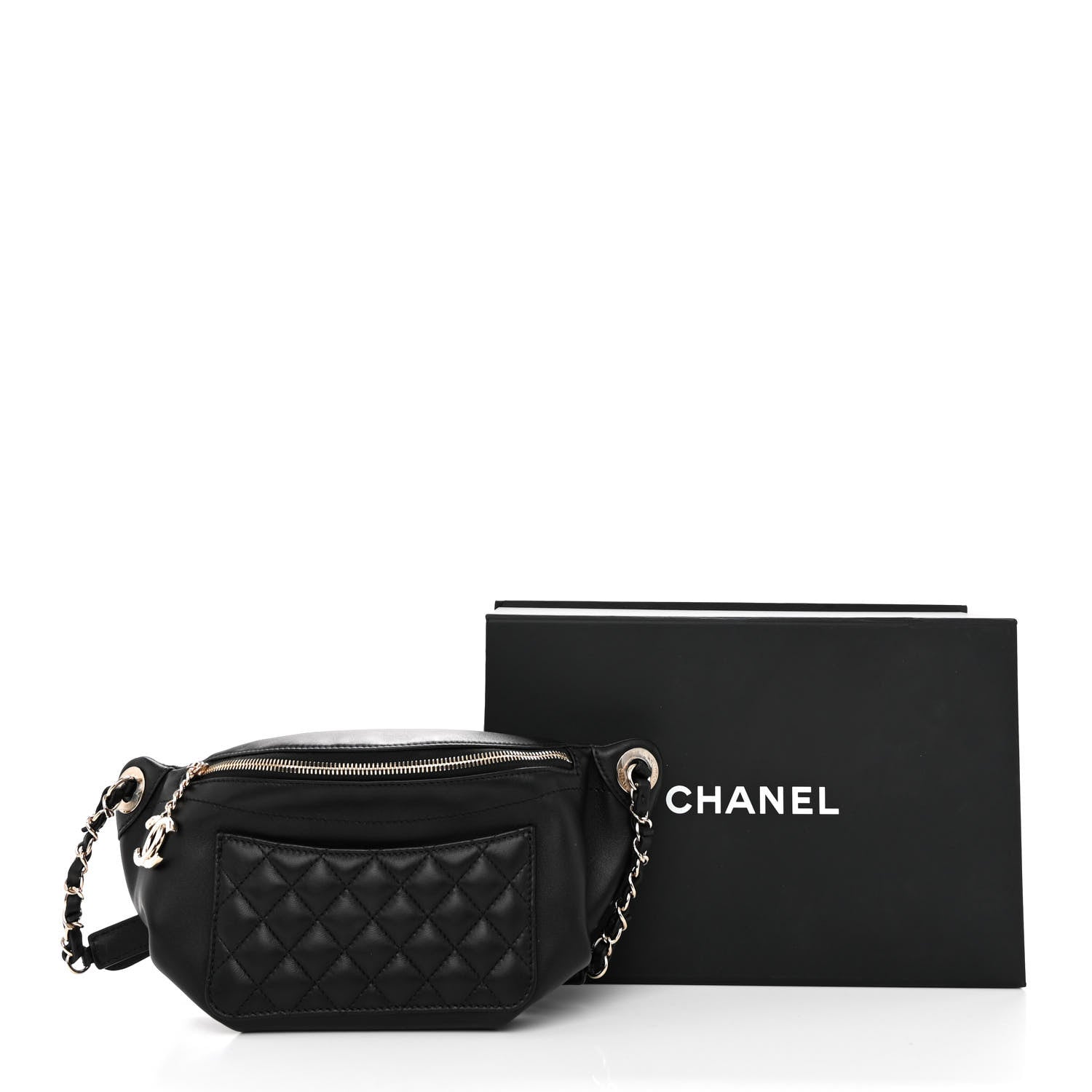 Chanel Lambskin Quilted Waist Bag Fanny Pack Black 11 of 11