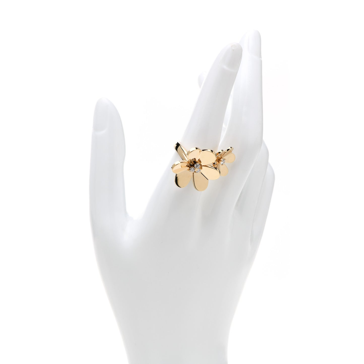 18K Yellow Gold Diamond Frivole Between The Finger Ring 55 7.25