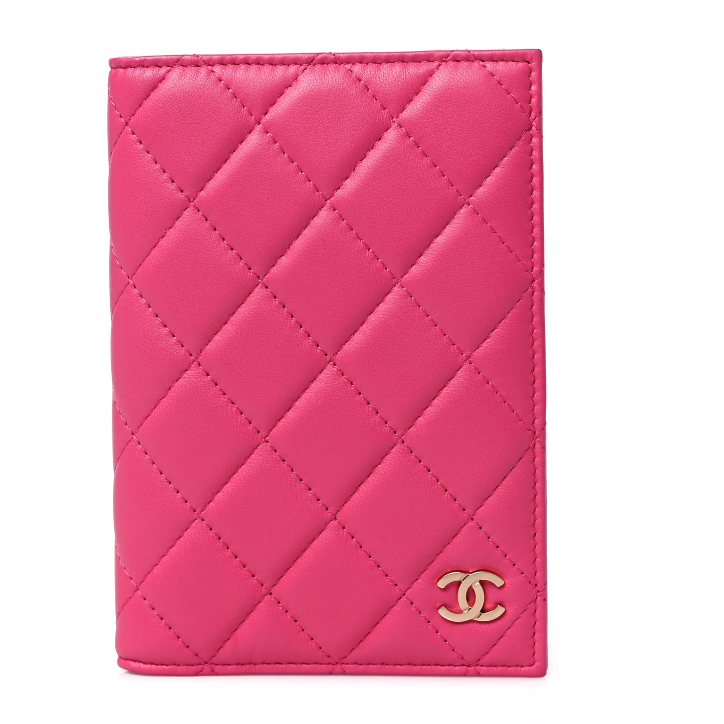 Lambskin Quilted Passport Holder Pink