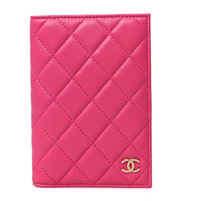Chanel Lambskin Quilted Passport Holder Pink 1 of 6