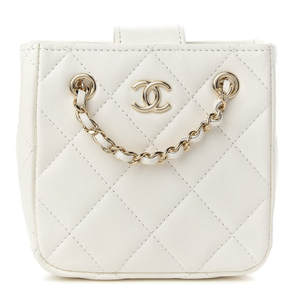 Chanel Lambskin Quilted Tiny Shopping Clutch With Chain White 1 of 9