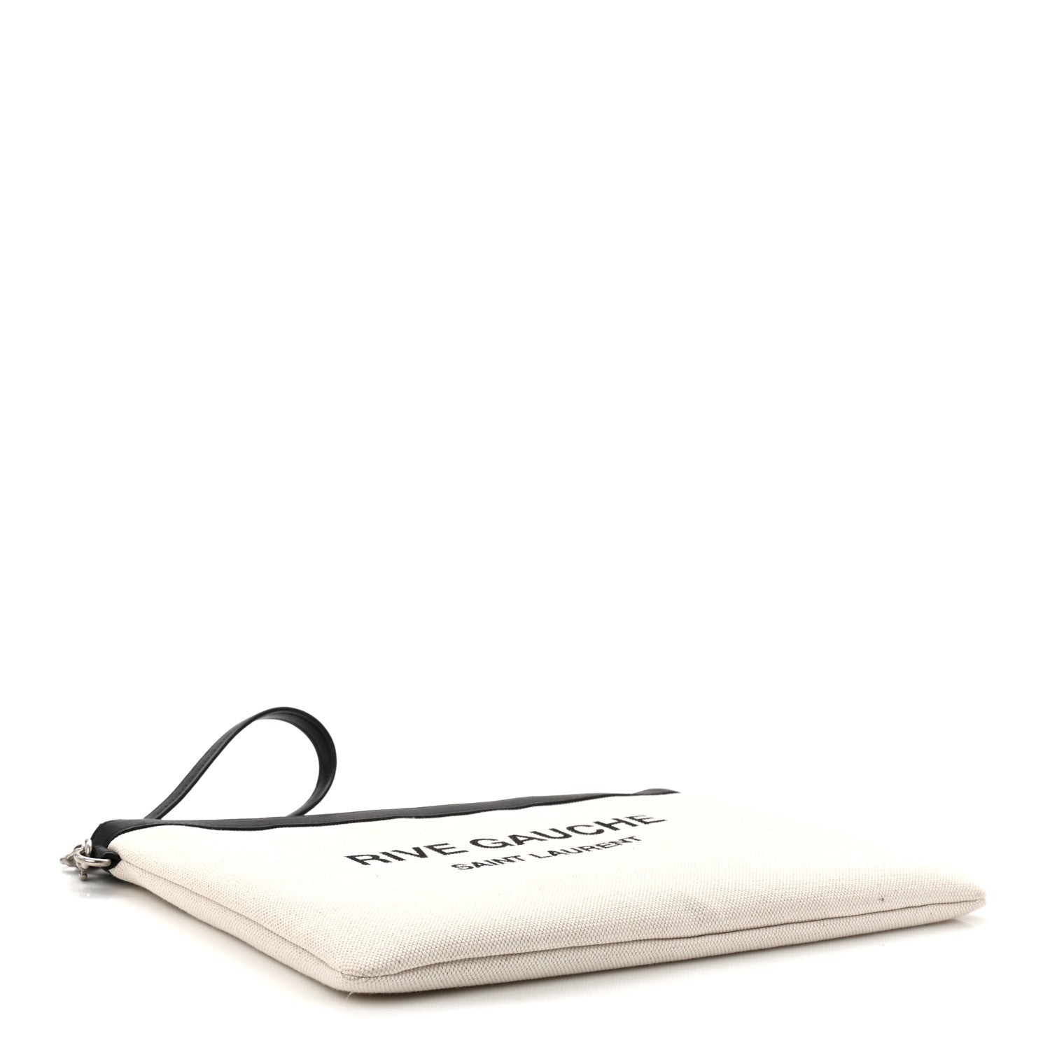 Saint Laurent Linen Canvas Rive Gauche Zipped Pouch Optic White 4 of 7