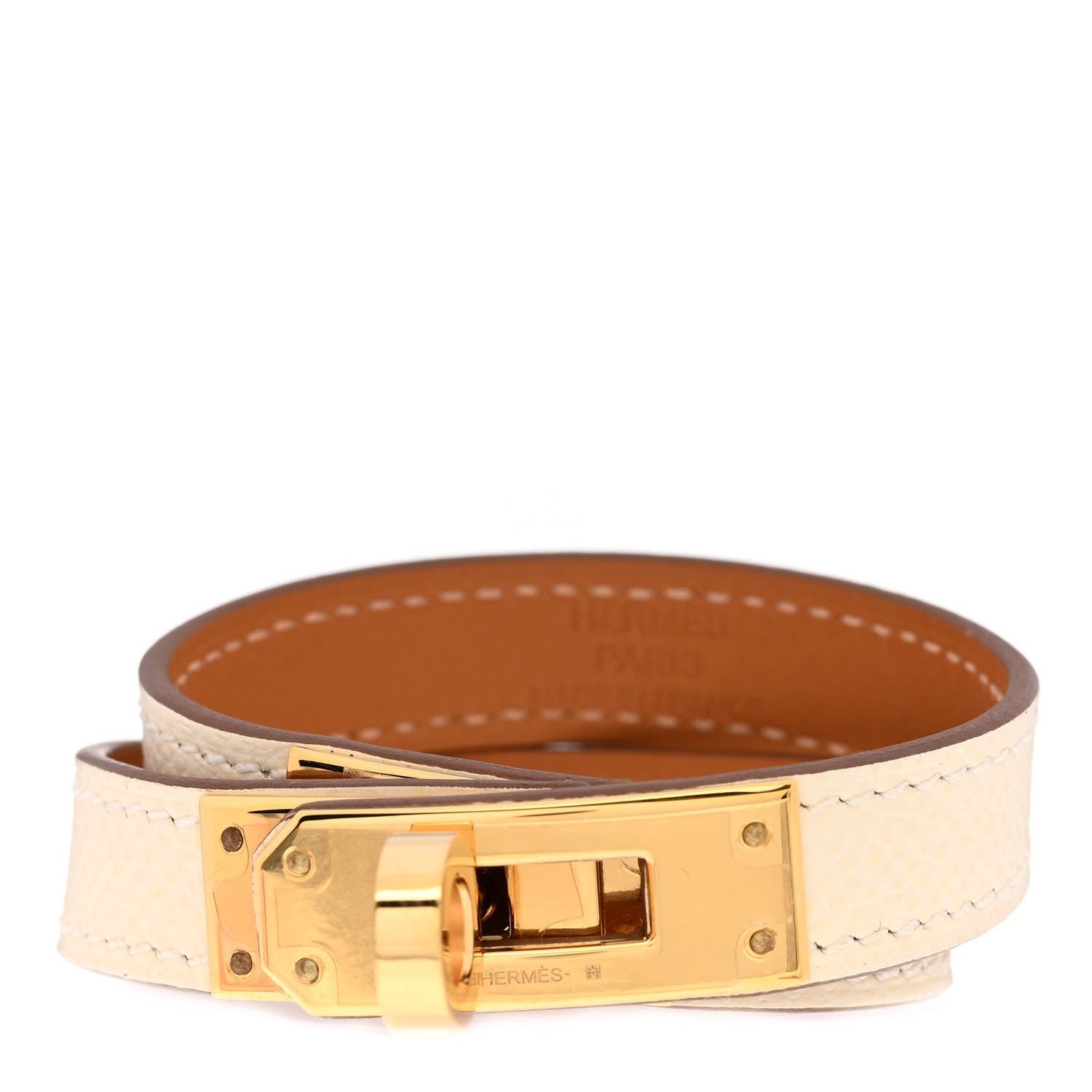 Hermes Epsom Kelly Double Tour Bracelet T1 Nata 1 of 5
