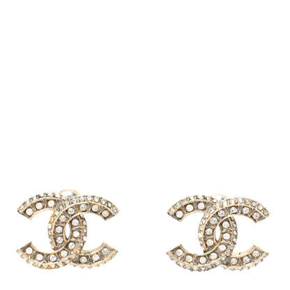 Chanel Crystal Pearl CC Earrings Gold 1 of 5