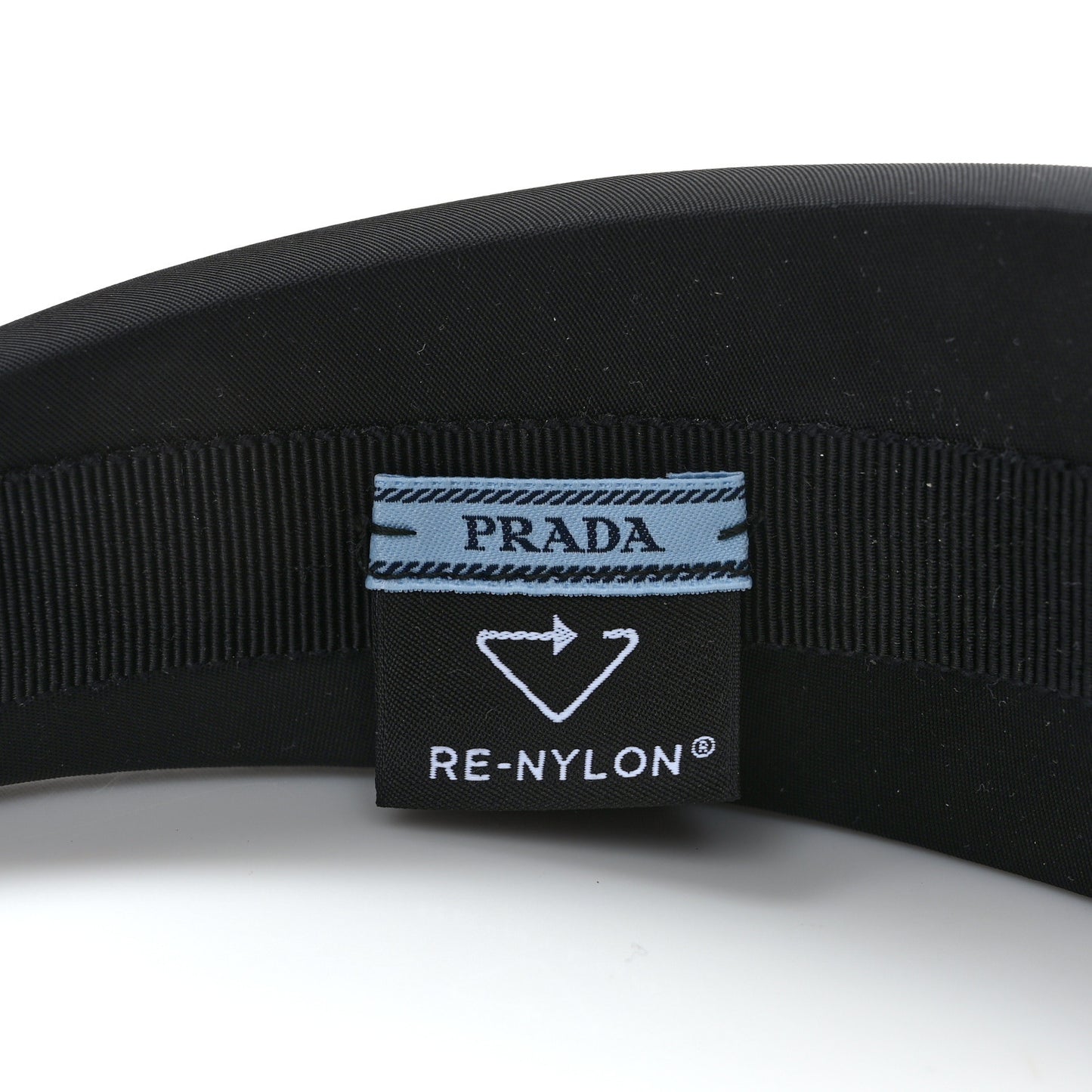 Re-Nylon Metal Triangle Logo Headband Black