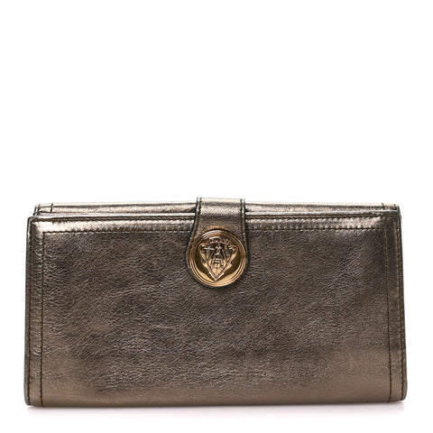 Metallic Calfskin Hysteria Continental Wallet Gold
