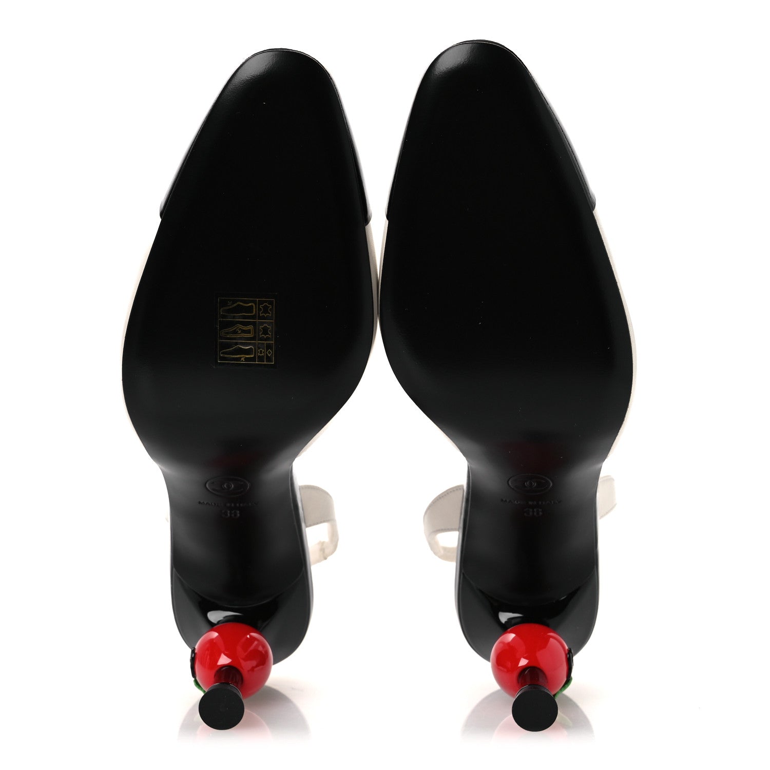 Chanel Lambskin Patent Cap Toe CC Apple Slingback Pumps 38 Gold Black 7 of 11